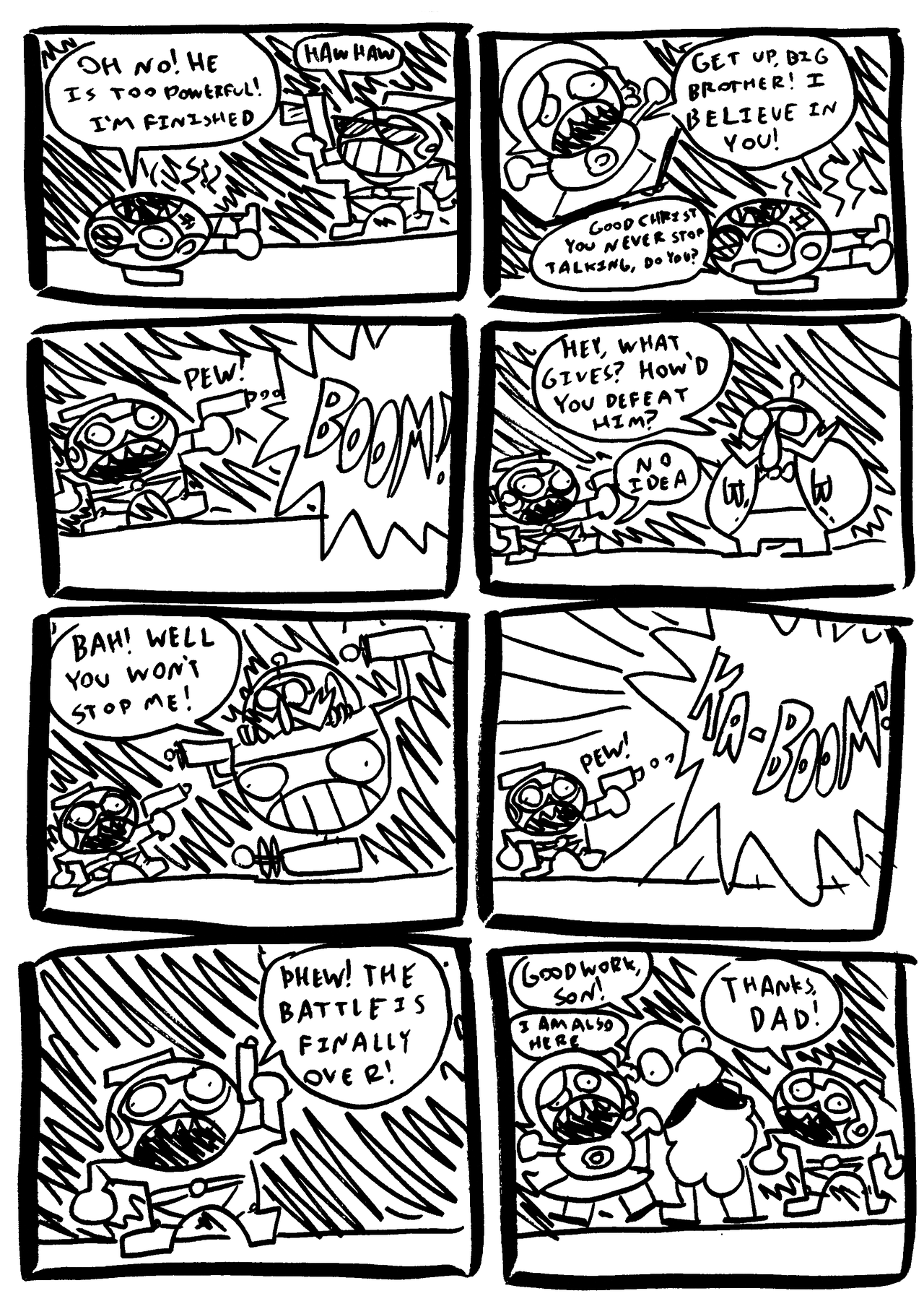 Here’s a dumb comic I made for school. My main goal was to make an, “Anti-Story”.