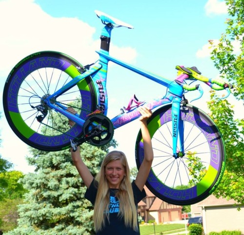 fusioncycles:  Fusion Ambassador Holland Smith showing off how light her Fusion is! RideFusionUSA.co