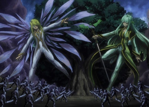 bookgeekys:Mithos Yggdrasill &amp; Goddess Martel paintings from Tales of Symphonia: The Animation: 