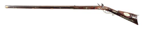 Silver mounted flintlock long rifle crafted by James Teaff of Steubenville, Ohio, early 19th century