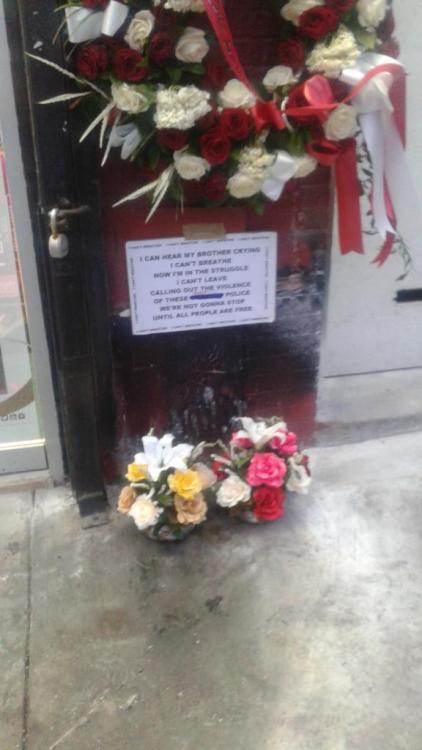 justice4mikebrown:January 19Eric Garner’s memorial burns down and is rebuilt the next day.