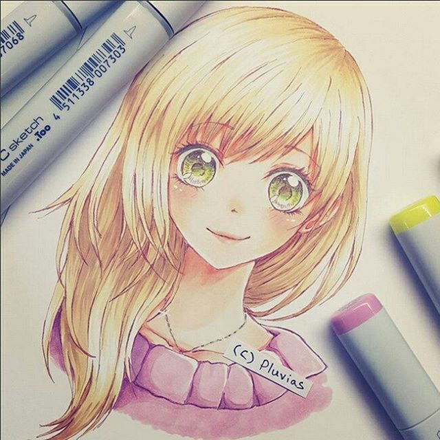 Copic Marker drawing by self taught anime artist...
