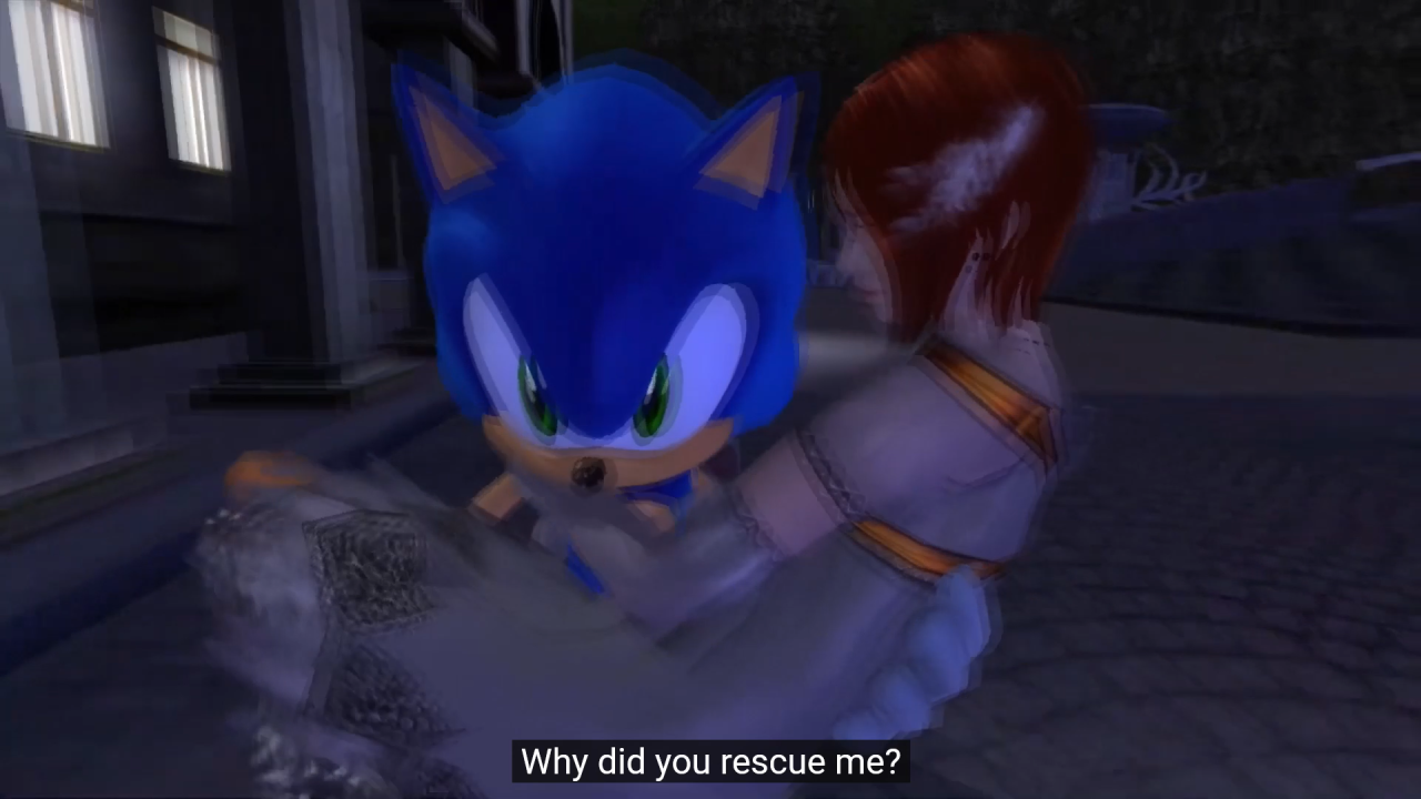Elise and Chris hugging Sonic, Sonic the Hedgehog