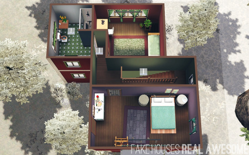 The Moxie
• 20x20 lot (#1 Mottes Street in Fharhond Glacier)
• §29,228 | §19,354
• 2 bd/1 ba
This one is named after the Sim who lives here in my own game. I built it for personal use, and I’m now sharing it with you all because I’m cool like that....