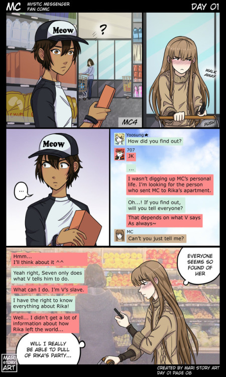 maristoryart:“MC” Mystic Messenger Fan Comic. Day 01 Part 02Prologue:    Part 1   Part 2   Part 3Day