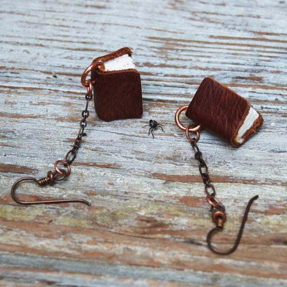 irisnectar:  Handmade miniature book jewelry by Peg and Awl on etsy 