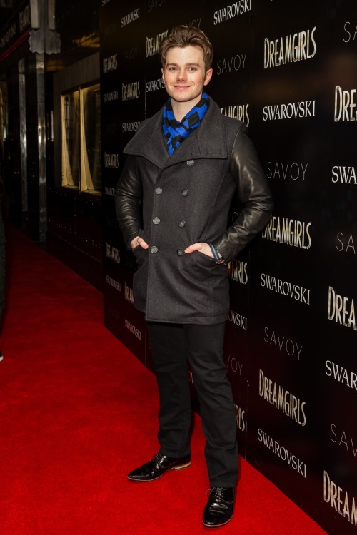 chriscolfernews: Chris Colfer and Ashley Fink attend the Dreamgirls Press Night on Decembe