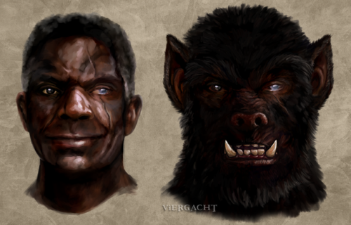 WEREWOLVES VERSUS Mfoniso by ViergachtArtist commentary: “This fine fellow is Mfoniso Ikechukwu, fro