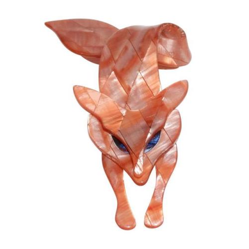 Lea Stein 1970s French Plastic Fox Brooch Pins