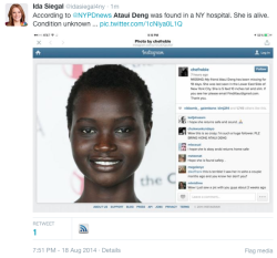 nuttyproff:  hypersexualsportswear:  Please let this be true! I hope she’s okay!! http://www.nbcnewyork.com/news/local/Runway-Model-Missing-New-York-City-Ataui-Deng-271730701.html?_osource=SocialFlowTwt_NYBrand  Thank God! :) 