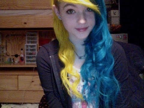 Porn photo fyhaircolors:  yellow and turquoise two toned