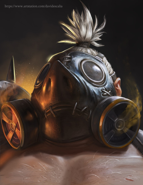  One man apocalypse by  Davide Scalia “Overwatch’s Roadhog fanart! just to practice my close v