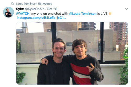 Louis’ recent retweet on Twitter - 30/10