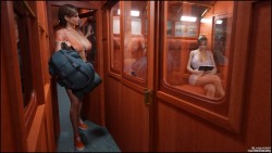 unoriginalpornblog:  A futa and a girl have some fun on a train, made by Black Adder