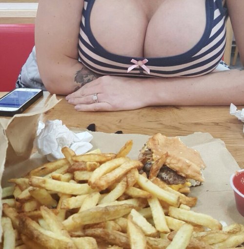 Porn photo 3 of my fav things…. #boobs #food