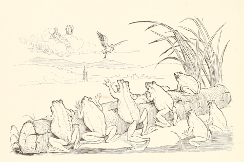 Annoyed frogs. Some of Aesop’s fables. 1883. Illustration by Randolph Caldecott for “The Frogs