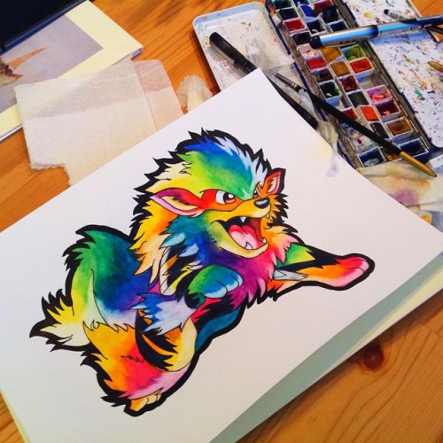 thegameisalife:  Pokémon en acuarelas.Pokémon on watercolor.By Lisa-Marie Melin  Queria desenhar assim