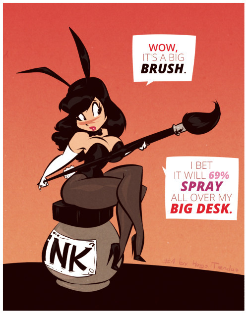 hugotendaz:   Inktober2017 - 01 - Bunny Girl - Big Brush - Cartoony PinUp   69%