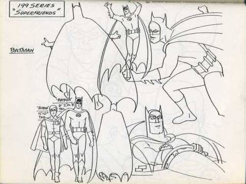 talesfromweirdland:
“Model sheets by Alex Toth for Batman, Robin, Wonder Woman, and Superman. These were for the 1970s Hanna-Barbera animated series, Super Friends and Challenge of the Super Friends.
”