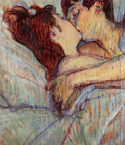 paintingses:  In Bed: The Kiss (detail) by Henri de Toulouse-Lautrec (1864-1901) oil on canvas, 1892 
