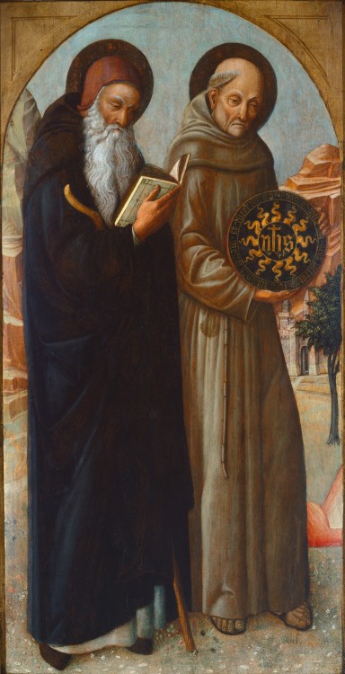 Saint Anthony Abbot and Saint Bernardino of Siena, 1459. Jacopo Bellini (painter)