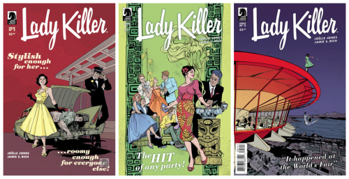 thedesignimagegroup: Dark Horse Comics Lady Killer mini series (compiled into a perfect bound graphic novel edition) is written by Jamie S. Rich and Joelle Jones, and masterfully drawn by Ms. Jones herself.  The gritty (and bloody!) story deals with