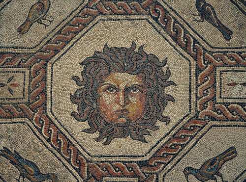 signorformica:Detail of the Mosaic of Gorgon-Medusa, ca. AD 167-200, found in Palencia, Españ