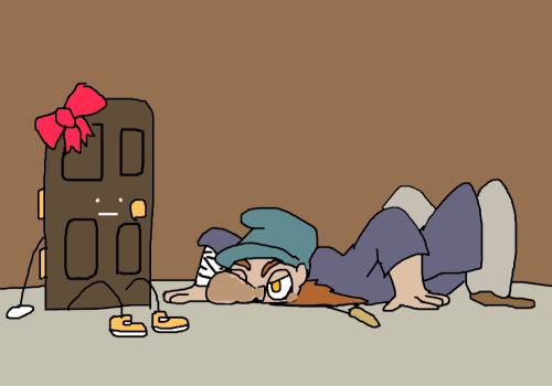 ((For Artfight, someone drew Sniffly sniffing a literal door, inspired by the Yule Lads. It was a go