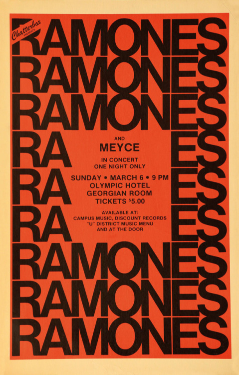 Ramones, poster for a show in Seattle, 1977via