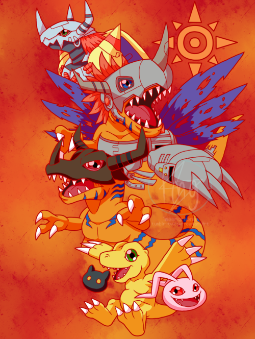 Some Digimon art for a change of pace! Here’s the Greymon line!