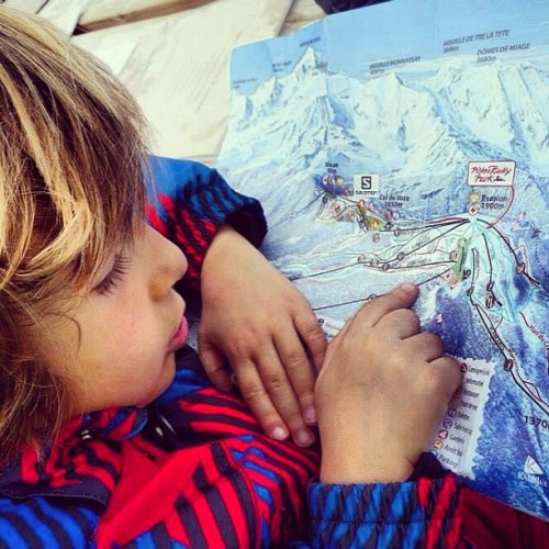 A piste map is like a treasure map to a young skier #chamonix #leshouches
