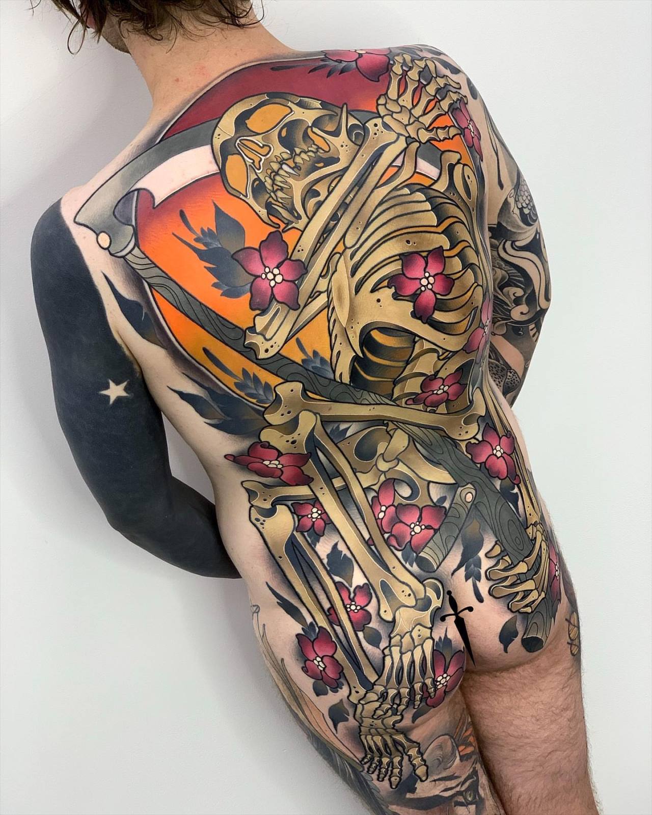 Incredible girly skeleton back piece tattooed by Kira Tumanova  rtattoo