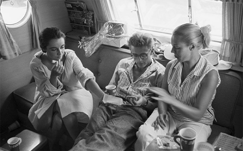 James Dean Visiting Elizabeth Taylor In Her Trailer During The Filming Of Giant (1955)