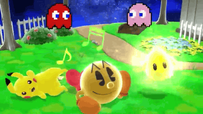iheartnintendomucho:  Catch the Fever: Watch Pac-Man’s reveal trailer See! He’s a pretty awesome character! Namco’s mascot has moves from Pac-Man games, but also seems to borrow some from other Namco franchises like Galaga. Fruit, Ghosts, and even