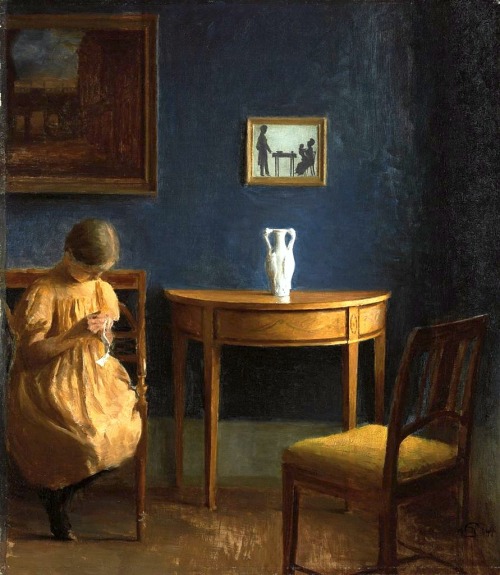 Peter Ilsted - The Dining Room - 1887  Peter Ilsted - Young Girl Serving Tea  Peter Ilsted - Girl in