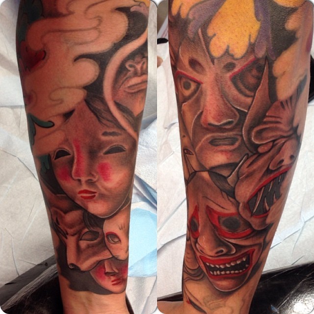 Red Buddha Tattoo - Tattoo sleeve of Japanese demons/mythical...