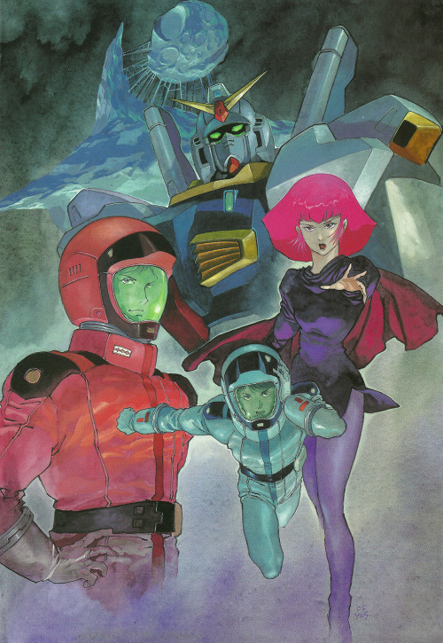 Kamille Bidan, Quattro Bajeena and Haman Karn from Zeta Gundam by Yoshikazu Yasuhiko