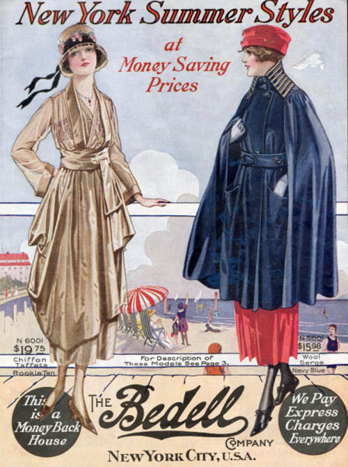 Front cover of The Bedell Company summer catalogue, ca. 1920, showing a fashionable afternoon dress 