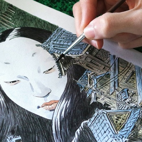 Ghosts of Kyoto - illustration(8B graphite pencil + watercolor)Here is our process for making an ill