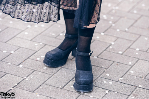 tokyo-fashion:  18-year-old Japanese model Mashiro on the street in Tokyo wearing a sheer dress with a pleated skirt by Snidel and Kiko Mizuhara for Office Kiko platform shoes. Full Look