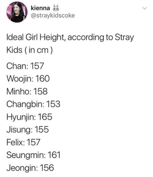 stray-kids-stuff - So this is apparently their ideal heights for girls (again i cannot confirm)