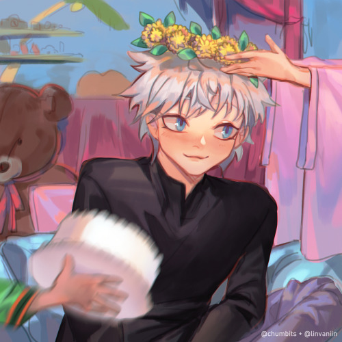 happy birthday killua! colored the sketch that I collabed with my friend chum :3 cake time