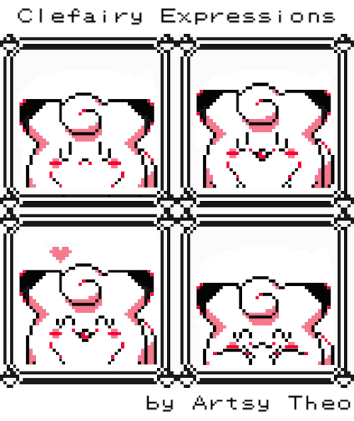 artsy-theo:Pokemon Pink/Special Clefairy Edition: Clefairy expressions (based on Pikachu’s from Poke