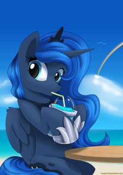 mlpfim-fanart:Luna and her slushie by Neoncel