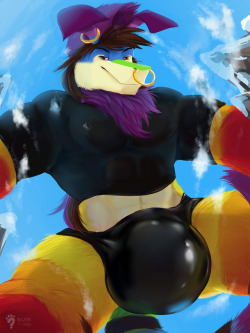 rainbowjulian:Pinup painting by BlurTheFur!  Yes I’ve got shiny pants