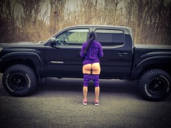 pinkandblackcat311:  Since it was such a nice day outside yesterday we couldn’t help but be naughty! So we found an empty parking lot and turned Pink into a naughty truck model!!😈😈😈😈😈😍😍😍😍😍