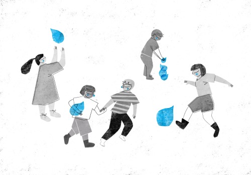 Every child has the right to clean water and good quality health care. Illustration for @unicef AD C