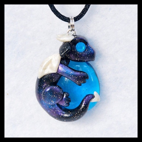 galaxy dragon polymer pendant // $23