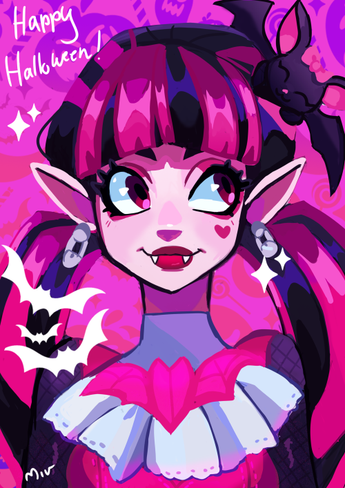 miuchat-cat:Draculaura!Something I did for Halloweenbackground by Chibicmps