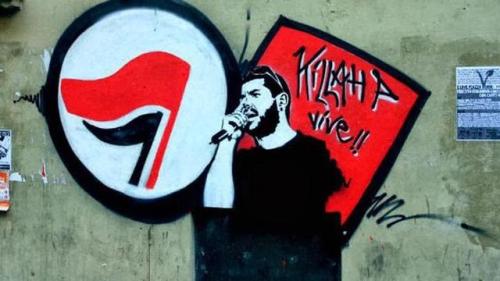 Memorial graffiti for antifascist rapper Killah P / Pavlos Fyssas who was murdered by a gang of Gold